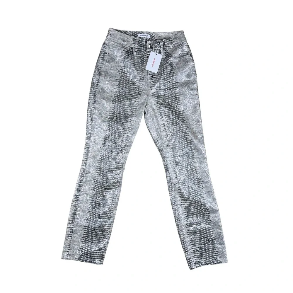 NWT Good American Snake Print Pants Women's Size 2 Straight Leg Metallic Y2K